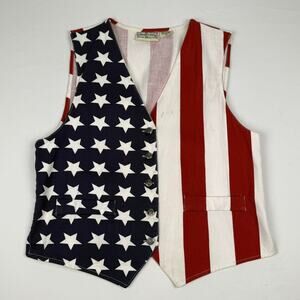 Rosettes Patriotic American Flag Vest Stars Stripes Cotton Red White Blue Medium